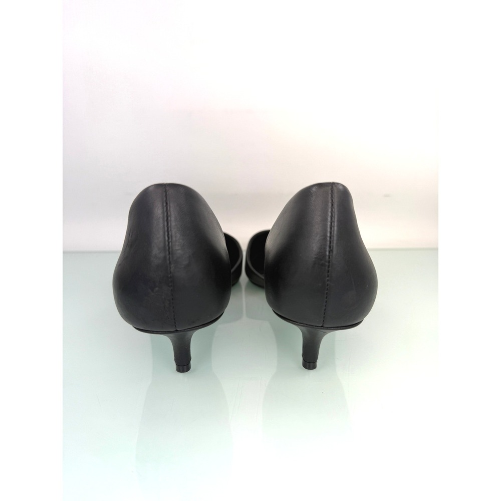 Michael Kors Black Leather Kitten Heel Pumps Sz 8 Pointed Toe office business - Picture 3 of 9